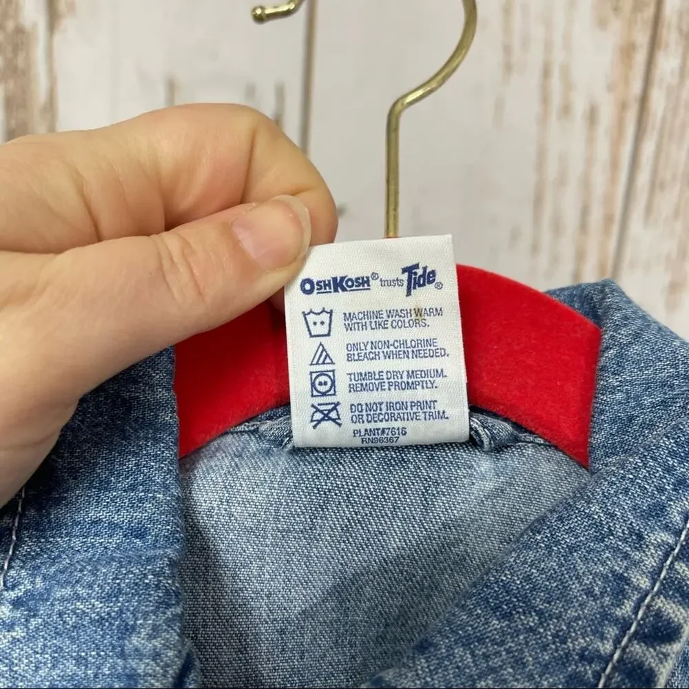 Osh Kosh BGosh, Denim Embroidered Jacket. Size 12 Mo. In good used condition!
